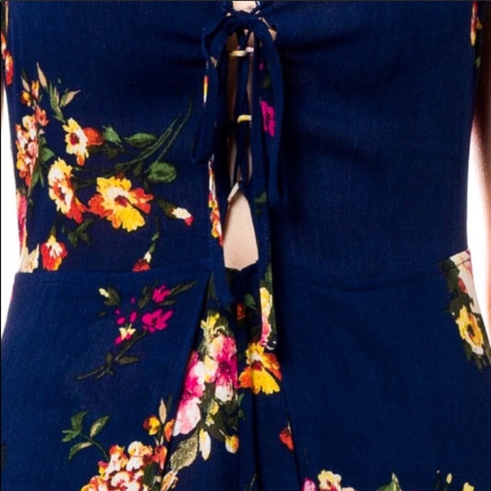 NAVY FLORAL MAXI SKIRT ROMPER - Picture 5 of 8